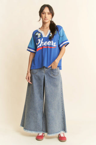 Vintage Cheers Patch V-Neck Tee