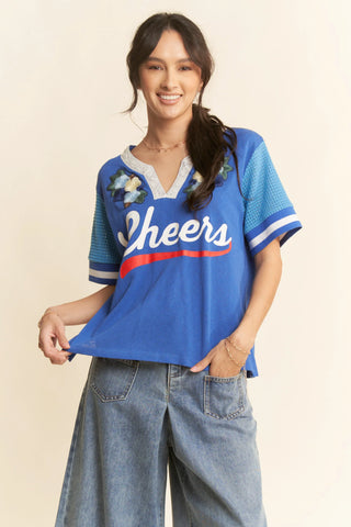 Vintage Cheers Patch V-Neck Tee