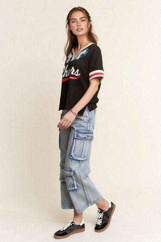 Vintage Cheers Patch V-Neck Tee