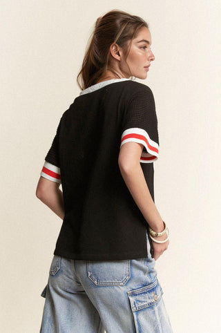 Vintage Cheers Patch V-Neck Tee