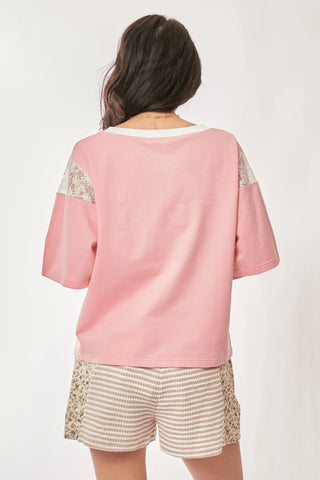 Lace Bow V-Neck Tee