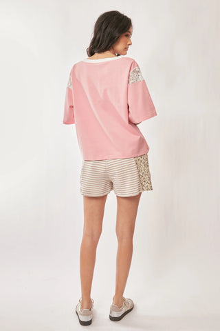 Lace Bow V-Neck Tee