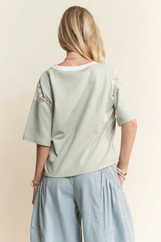 Lace Bow V-Neck Tee