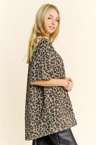 Moon Safari Tee – Oversized Leopard Tee (Pink)