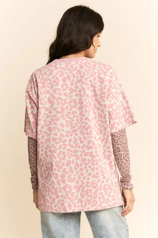 Moon Safari Tee – Oversized Leopard Tee (Pink)