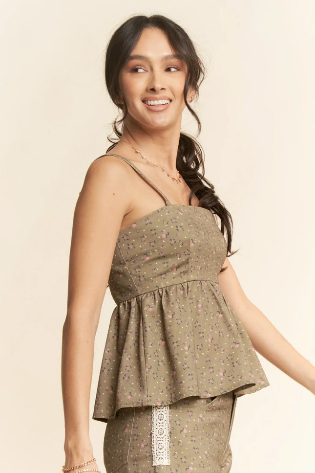 Floral Peplum Cami Top