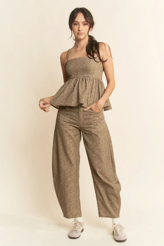 Floral Peplum Cami Top