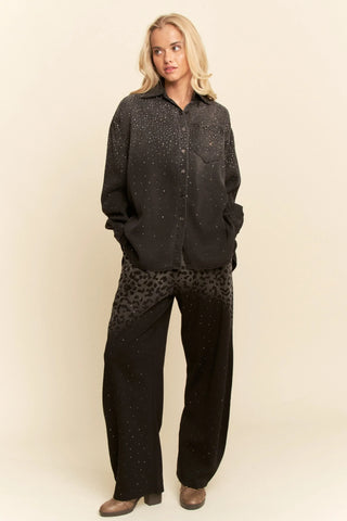 Nova Shirt - Rhinestone Denim Button Down Shirt