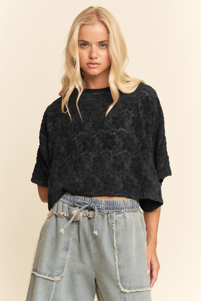 Velour Tee — Black front