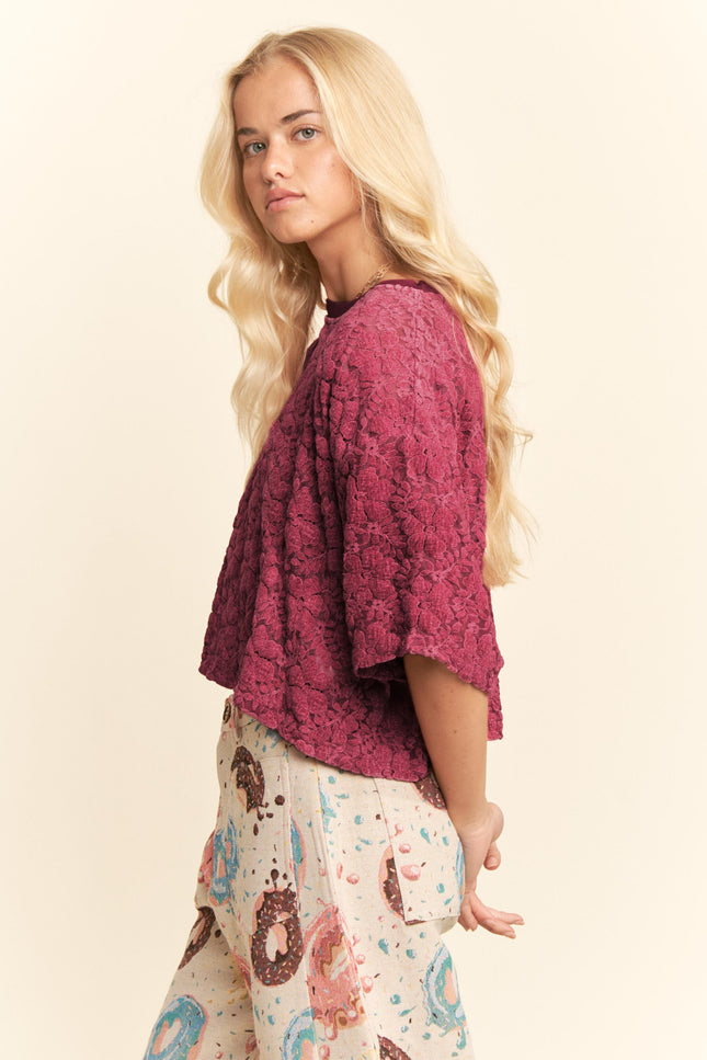 Velour Tee — Burgundy side