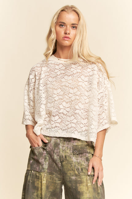 Velour Tee — Cream front
