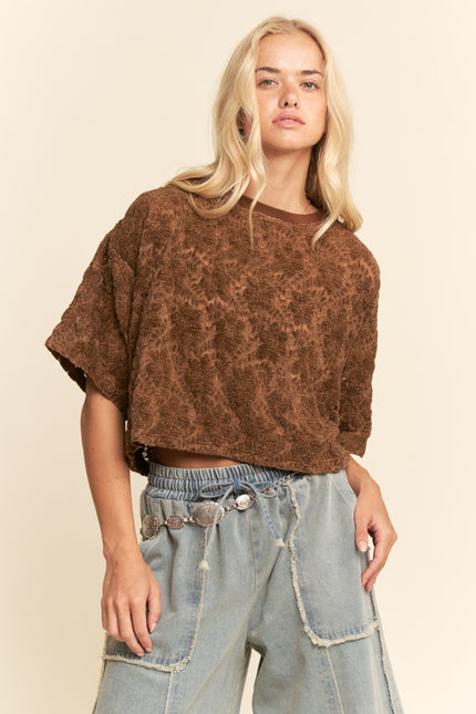 Velour Tee — Mocha front