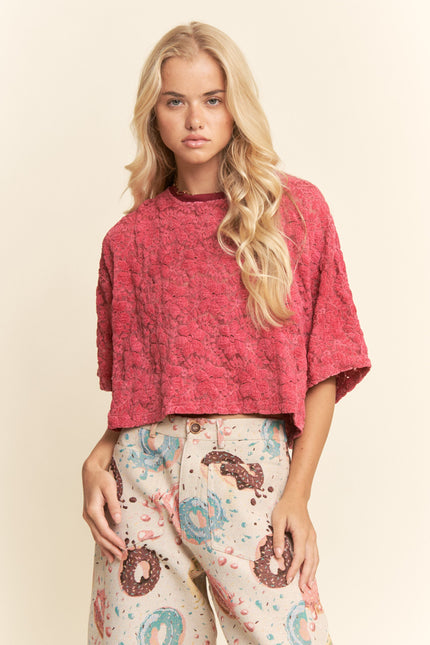 Velour Tee — Pink front