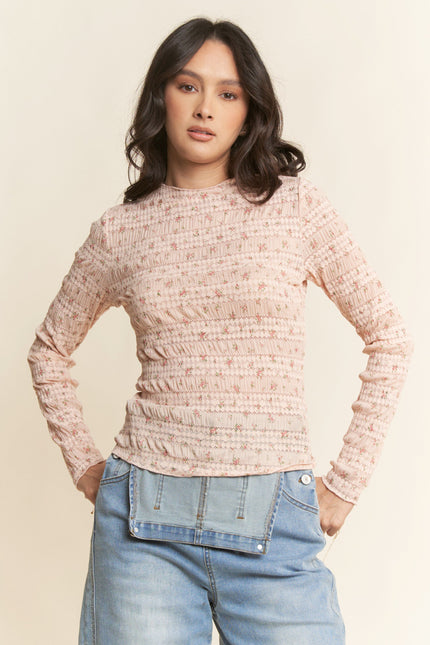 Elise Mesh Top — Peach front