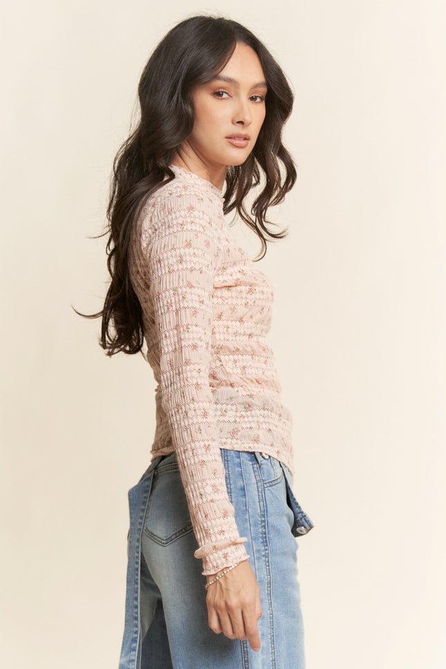 Elise Mesh Top — Peach side