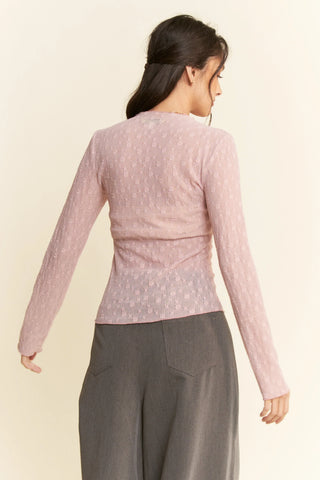 Delicate Textured Long Sleeve Mesh Top