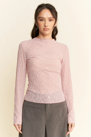 Delicate Textured Long Sleeve Mesh Top