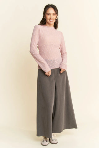 Delicate Textured Long Sleeve Mesh Top