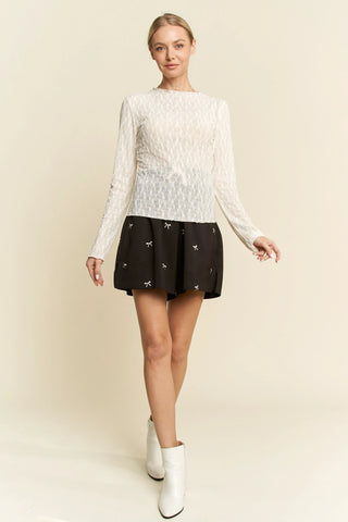 Delicate Textured Long Sleeve Mesh Top