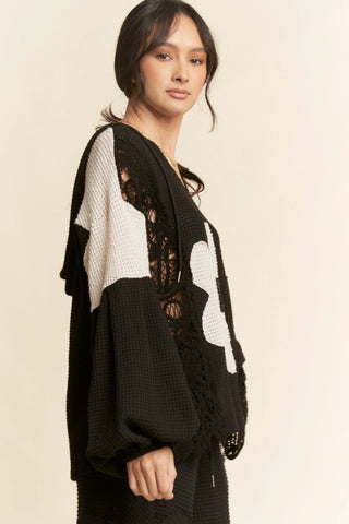 Patchwork Lace Floral Hoodie Top