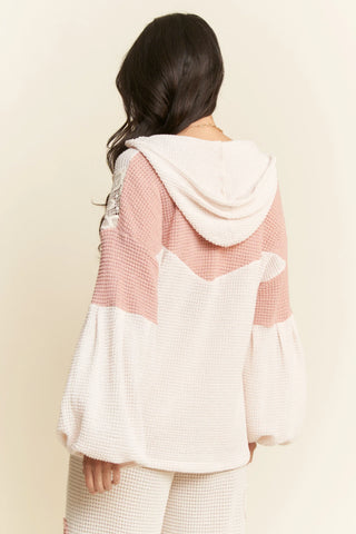 Patchwork Lace Floral Hoodie Top