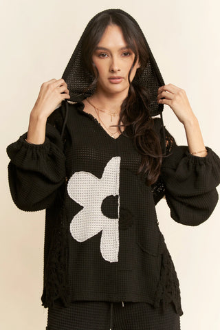 Patchwork Lace Floral Hoodie Top