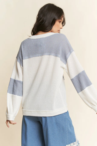 Star Patchwork Waffle Knit Pullover