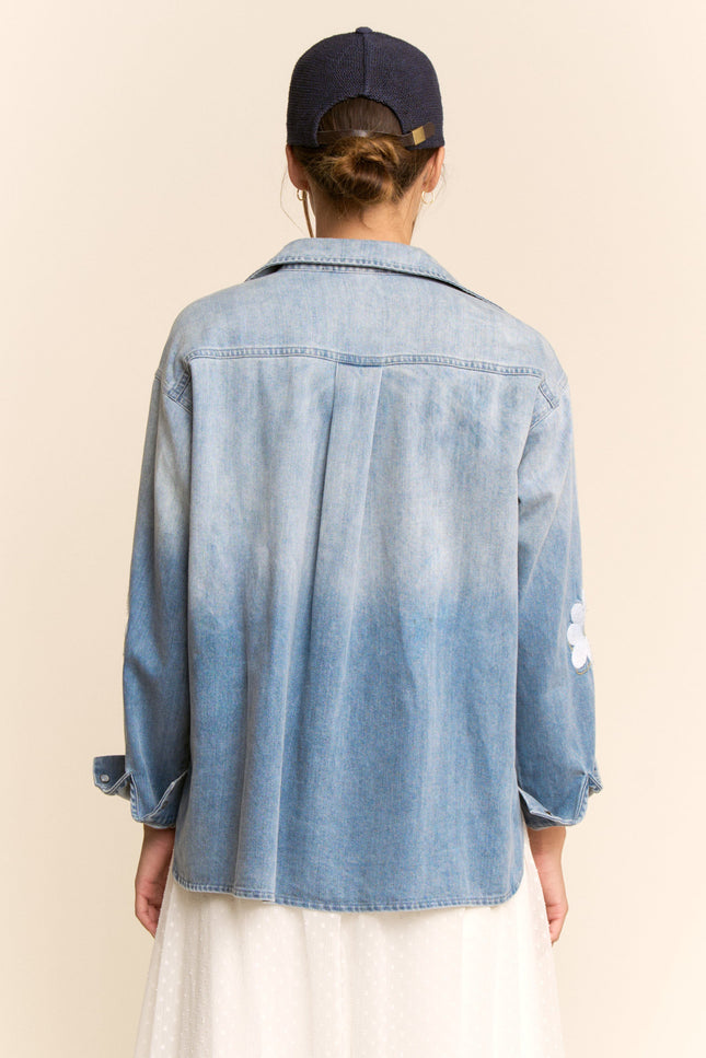Milar Lace Top — Washed Denim back