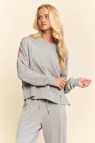 Contrast Stitch Pullover Sweatshirt – Crewneck Drop Shoulder Relaxed Fit