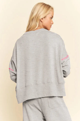 Contrast Stitch Pullover Sweatshirt – Crewneck Drop Shoulder Relaxed Fit