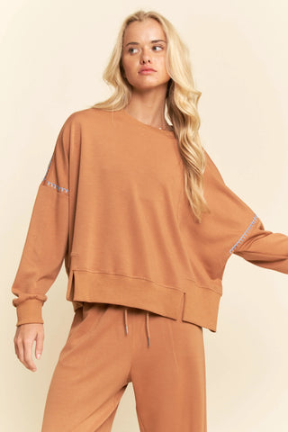 Contrast Stitch Pullover Sweatshirt – Crewneck Drop Shoulder Relaxed Fit