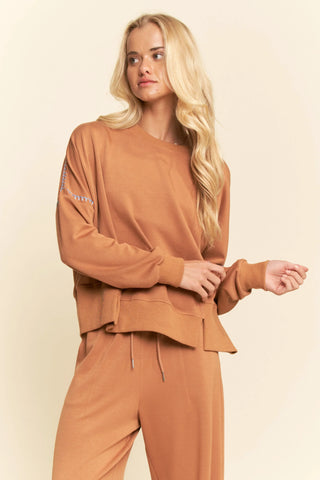 Contrast Stitch Pullover Sweatshirt – Crewneck Drop Shoulder Relaxed Fit