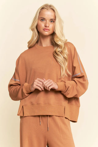 Contrast Stitch Pullover Sweatshirt – Crewneck Drop Shoulder Relaxed Fit