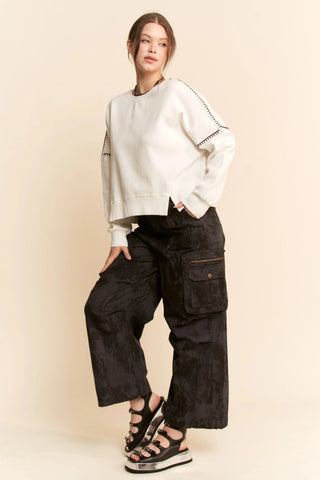 Contrast Stitch Pullover Sweatshirt – Crewneck Drop Shoulder Relaxed Fit