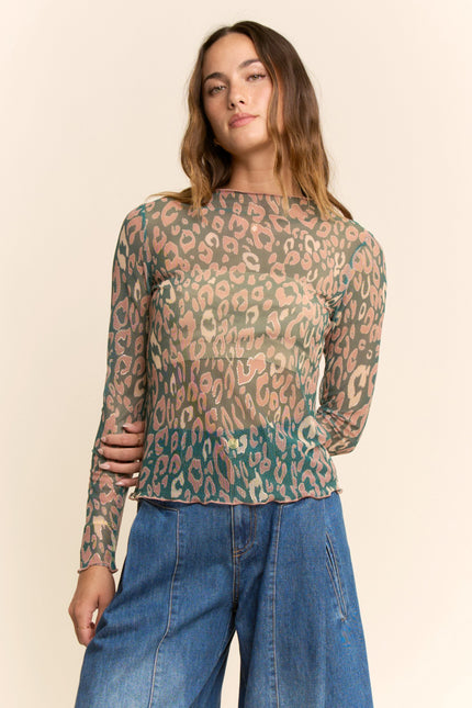 Ocelle Top — Green Leopard front