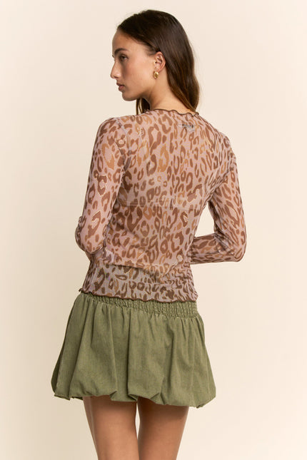 Ocelle Top — Taupe Leopard back