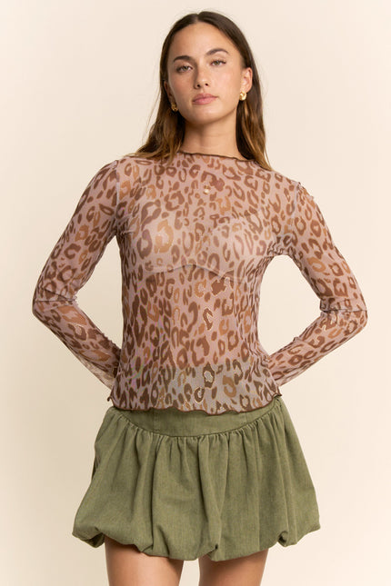 Ocelle Top — Taupe Leopard front
