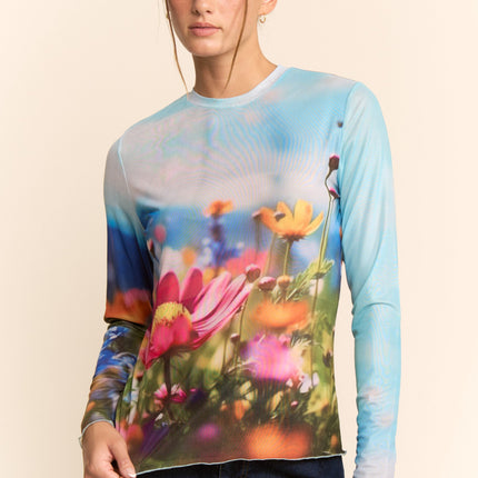 Halcyon mesh top — Flower Multi front