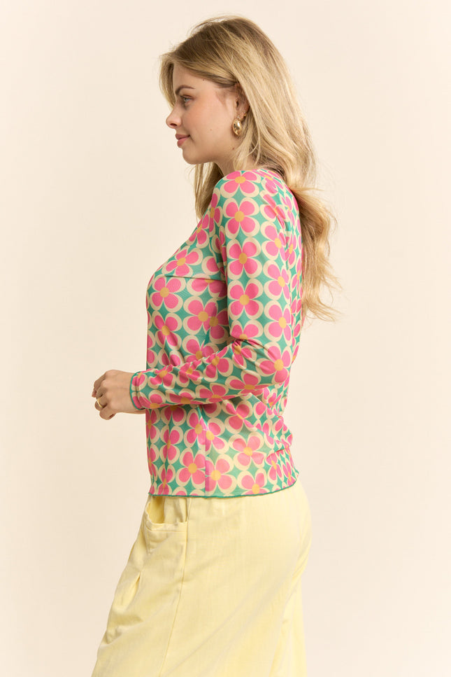 Parterre Mesh Top — Green Multi side