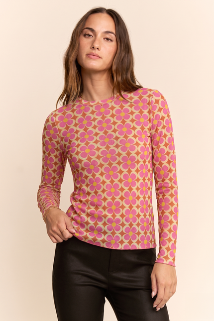 Parterre Mesh Top — Orange Multi front