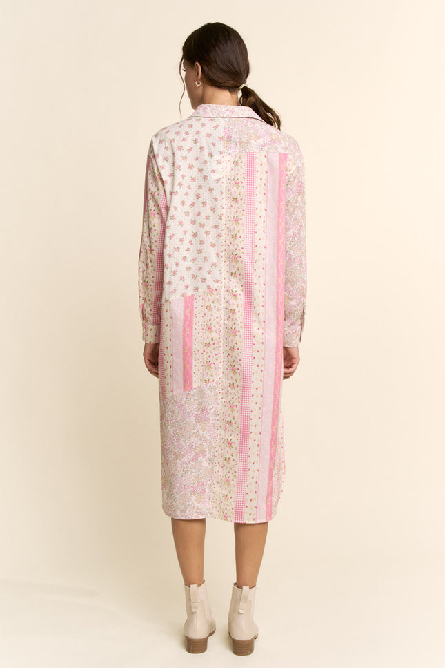 Romilly Dress — Ivory Pink Multi back
