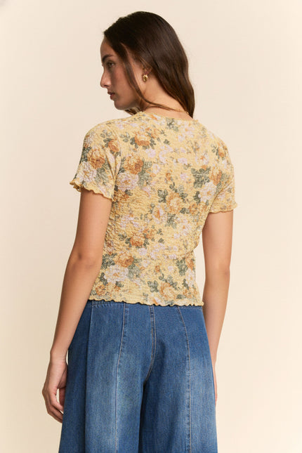 Velvet Mesh Top — Yellow back