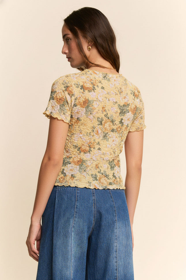 Velvet Mesh Top — Yellow back