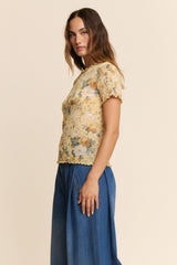 Velvet Mesh Top