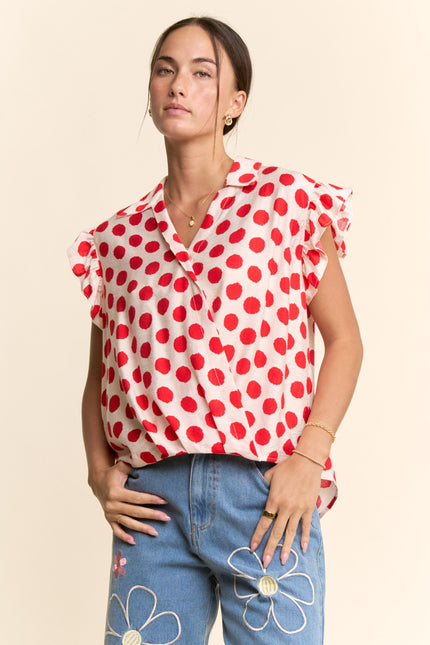 Lazuline Lace Top — Cream Red front