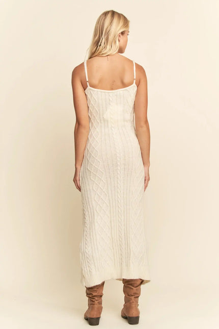 Sweater Knit Cable Longline Dress & Cardigan Set