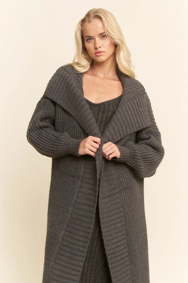 Sweater Knit Cable Longline Dress & Cardigan Set