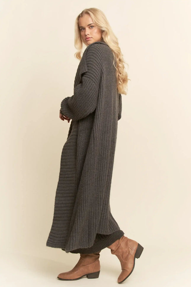 Sweater Knit Cable Longline Dress & Cardigan Set