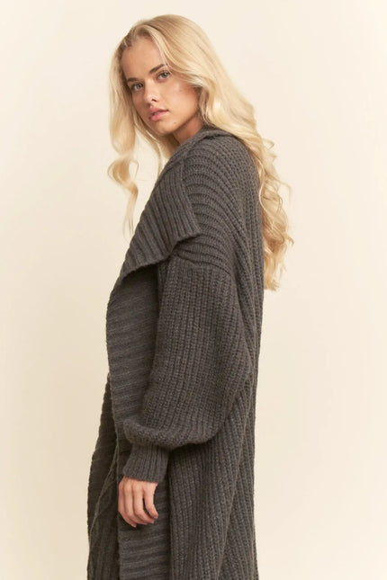 Sweater Knit Cable Longline Dress & Cardigan Set