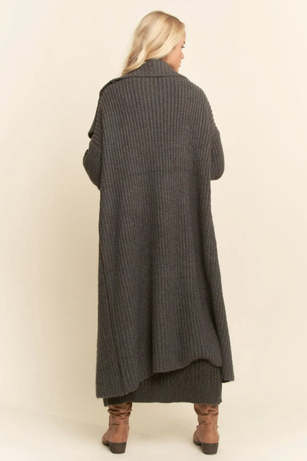 Sweater Knit Cable Longline Dress & Cardigan Set